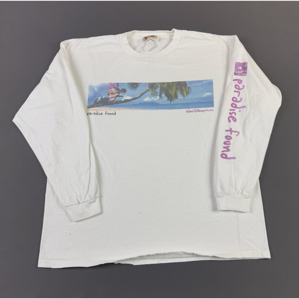 Vintage 90s Walt Disney World Paradise Island Minnie Mouse Cartoon Promo Shirt